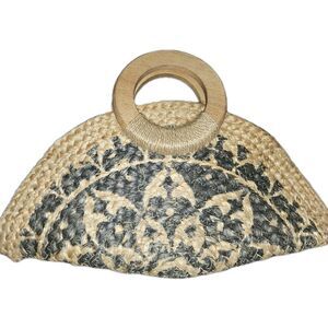 Antik Kraft Bohemian Clutch Pia Jute Wood Half Moon Hand Painted India